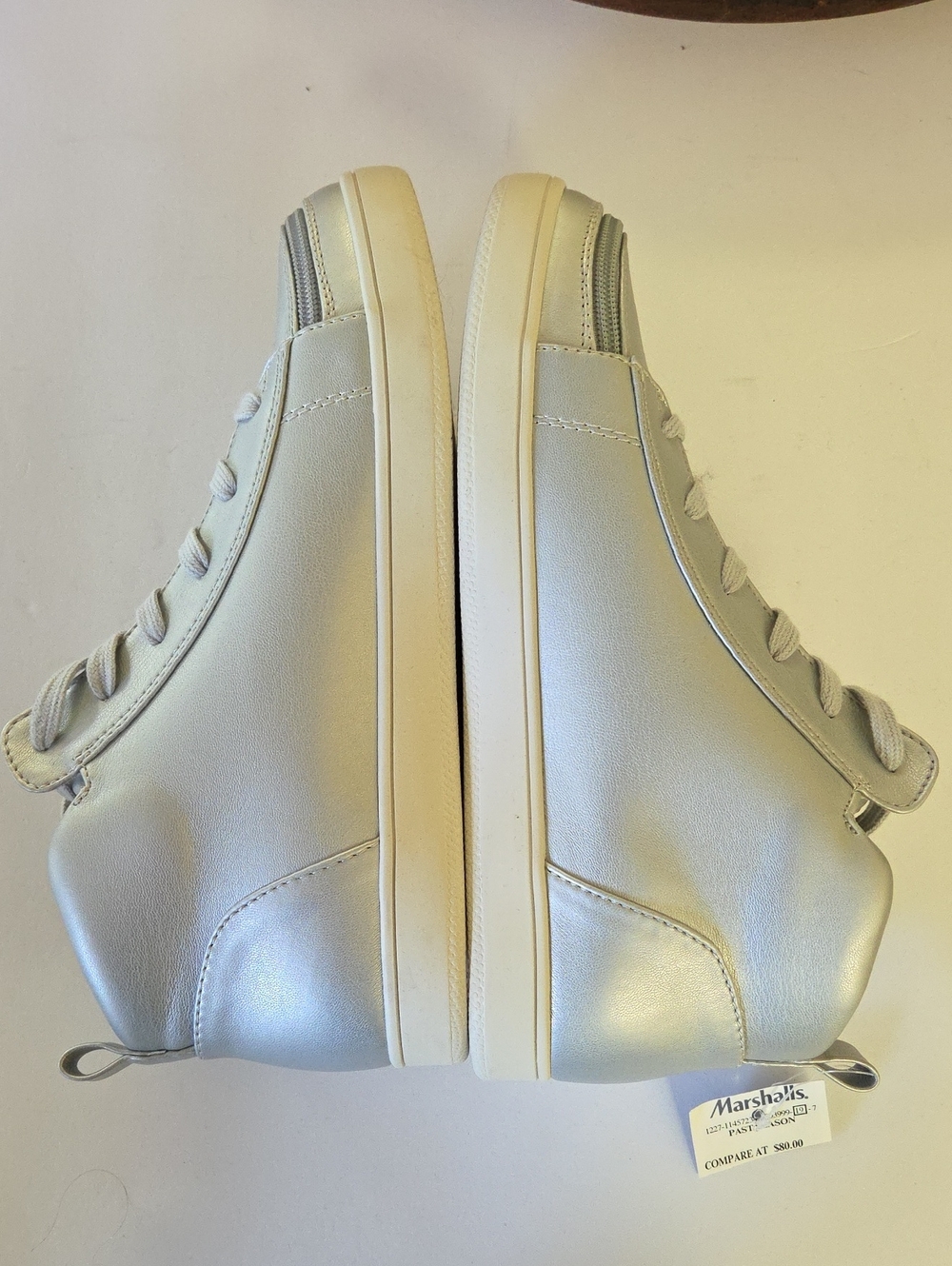 Men's Casual High-Top Goat Sneakers in Silver